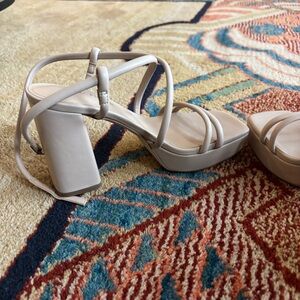 Nude platform square toe sandals